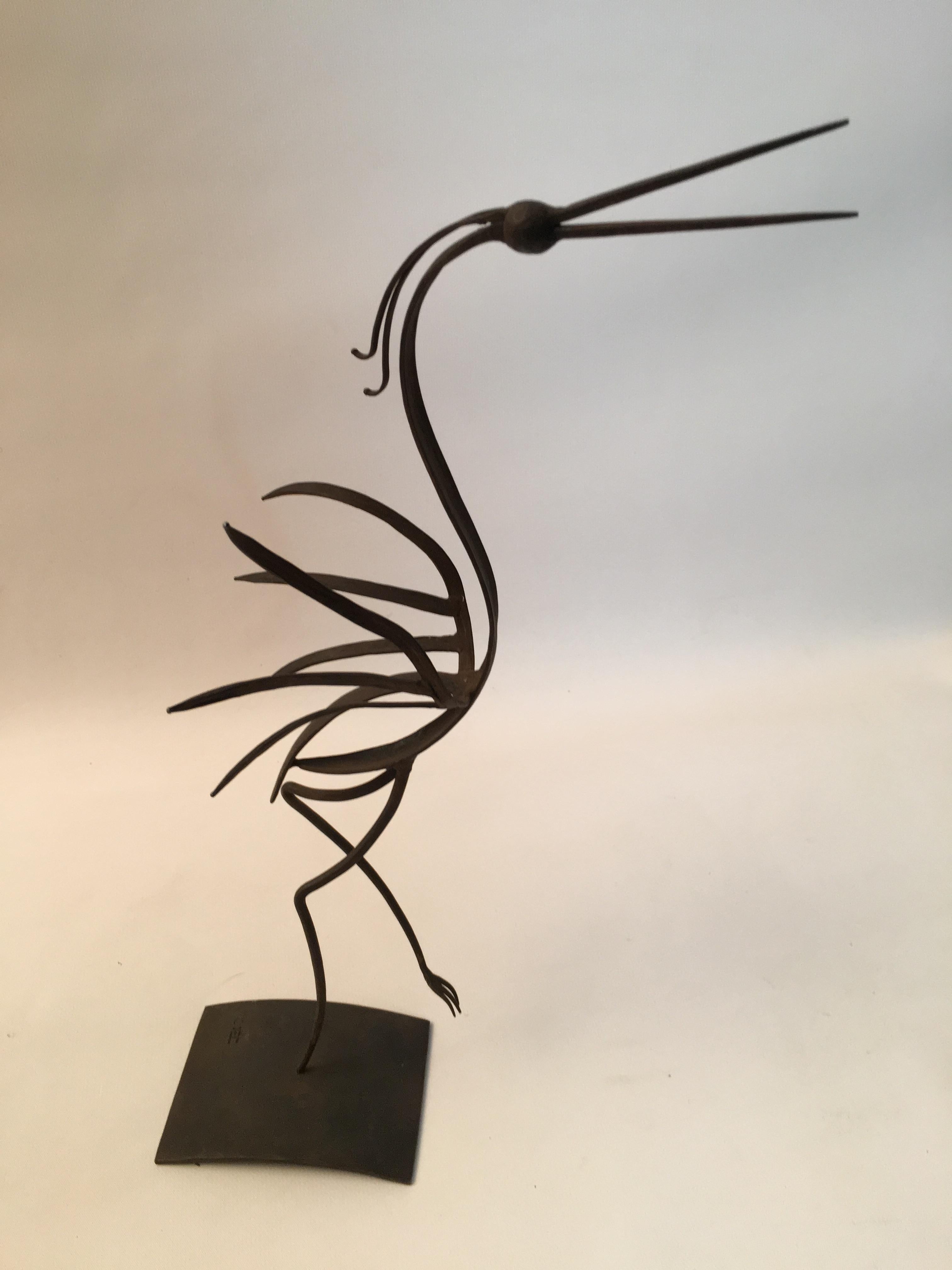 Pair of 1968 Studio Metal Dancing Bird Sculptures For Sale 2