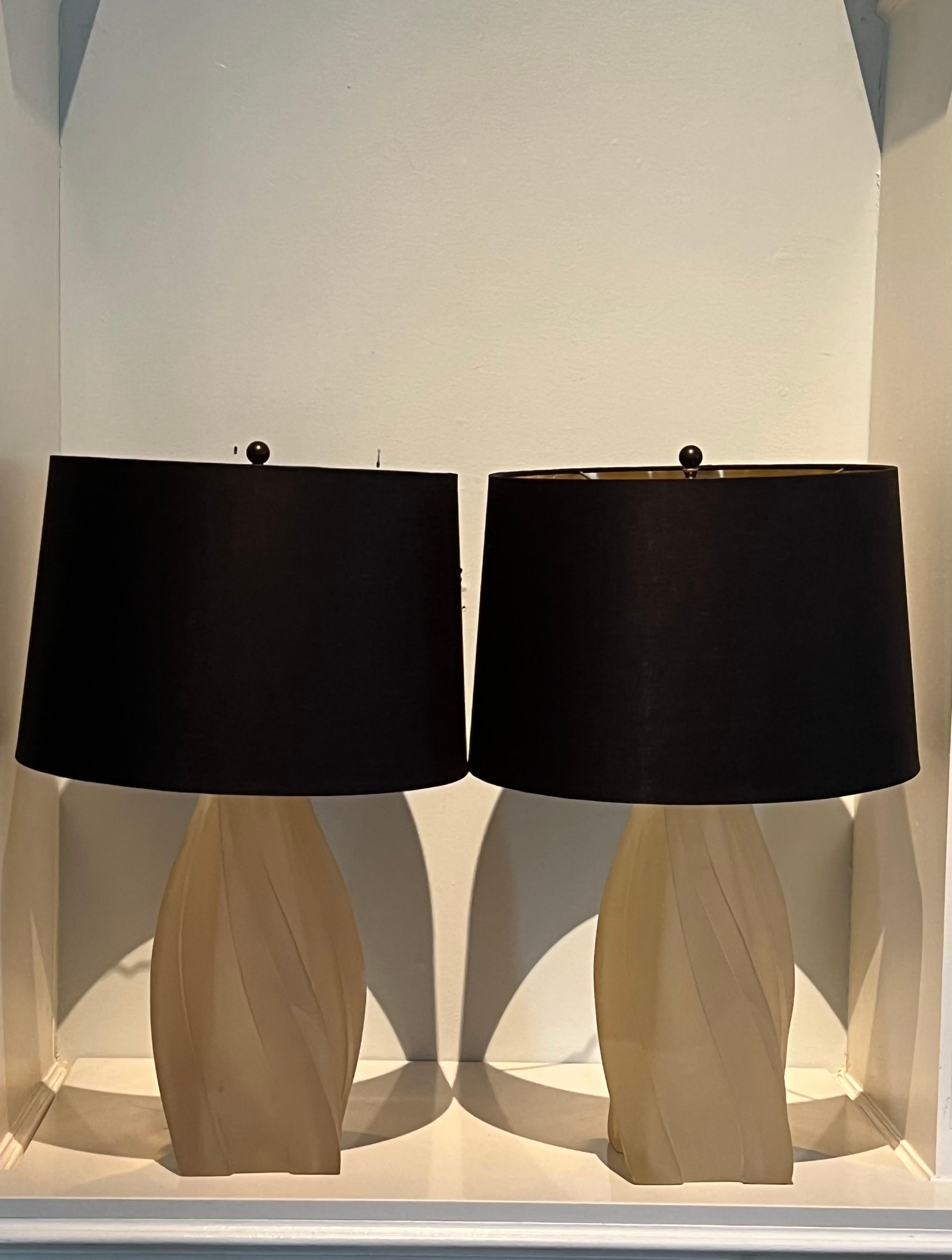 Pair of 1970 Gucci Lamps with Silk Shades Signed by Paolo Gucci 3