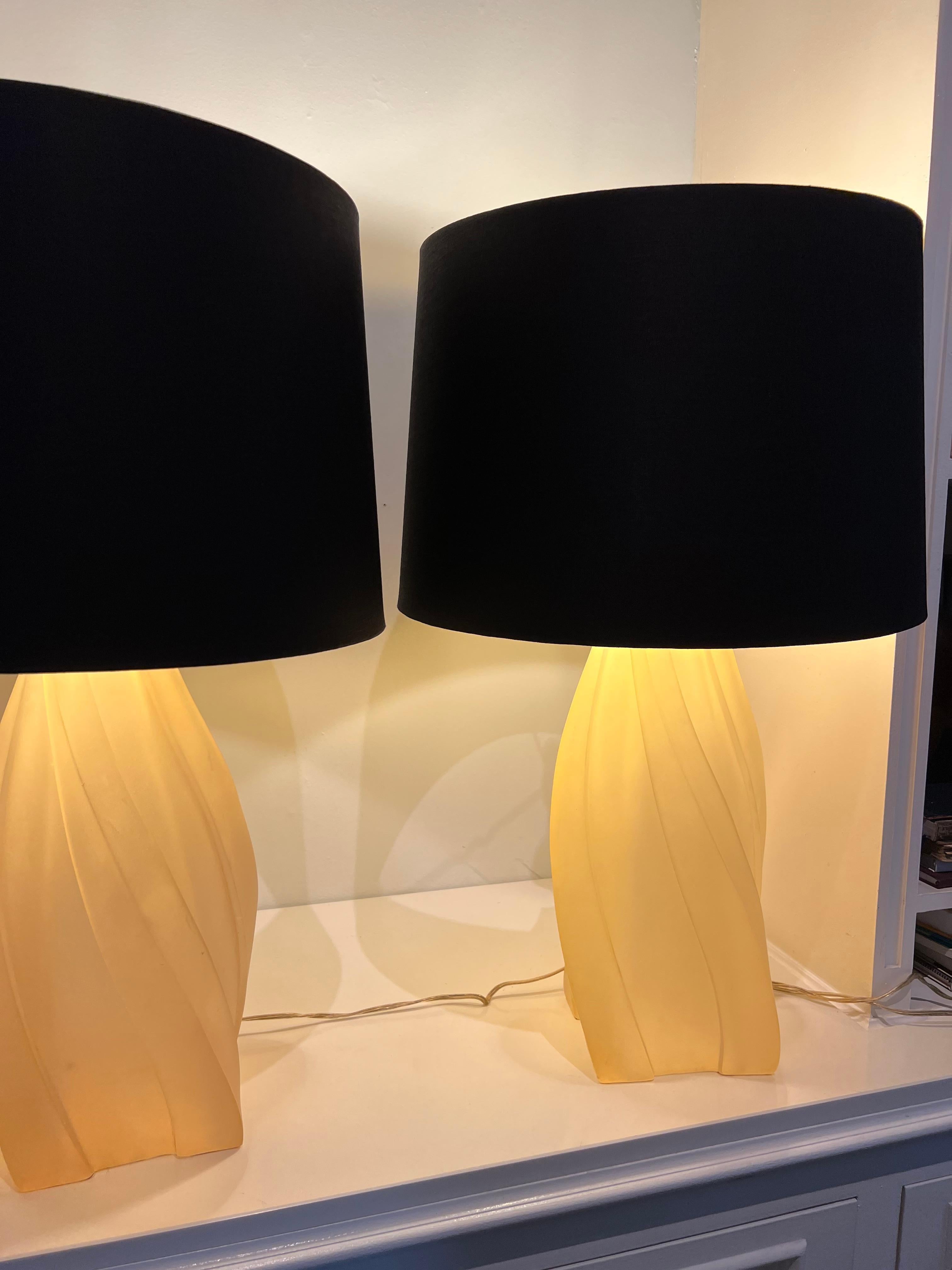 Pair of 1970 Gucci Lamps with Silk Shades Signed by Paolo Gucci 6