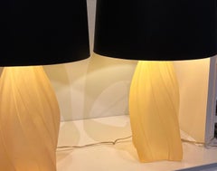 Pair of 1970 Gucci Lamps with Silk Shades Signed by Paolo Gucci