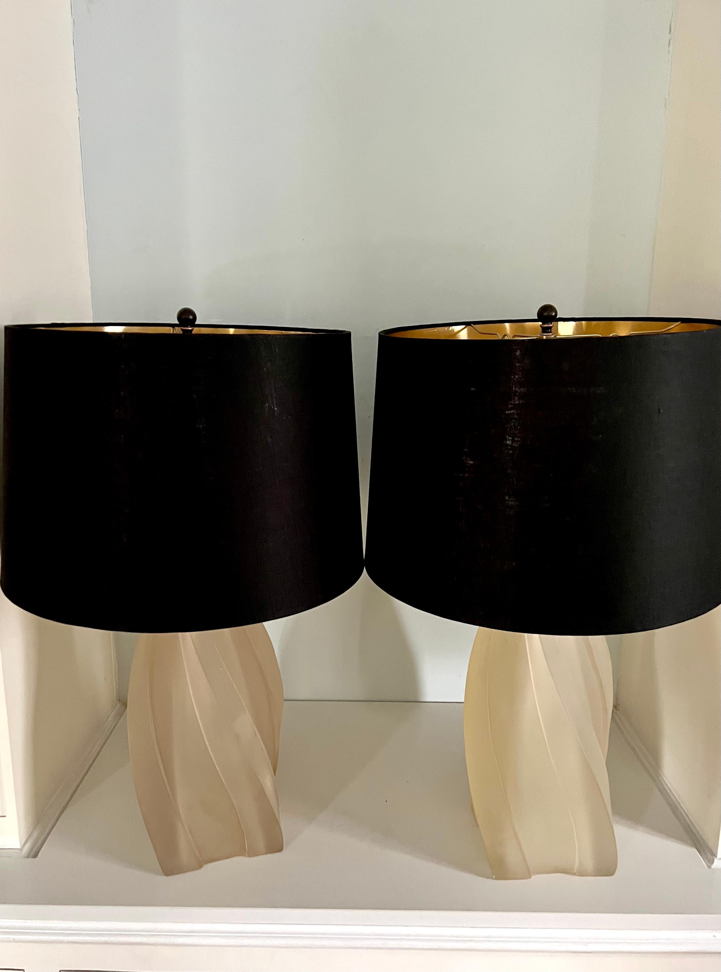 Pair of 1970 Gucci Lamps with Silk Shades Signed by Paolo Gucci In Good Condition In Los Angeles, CA