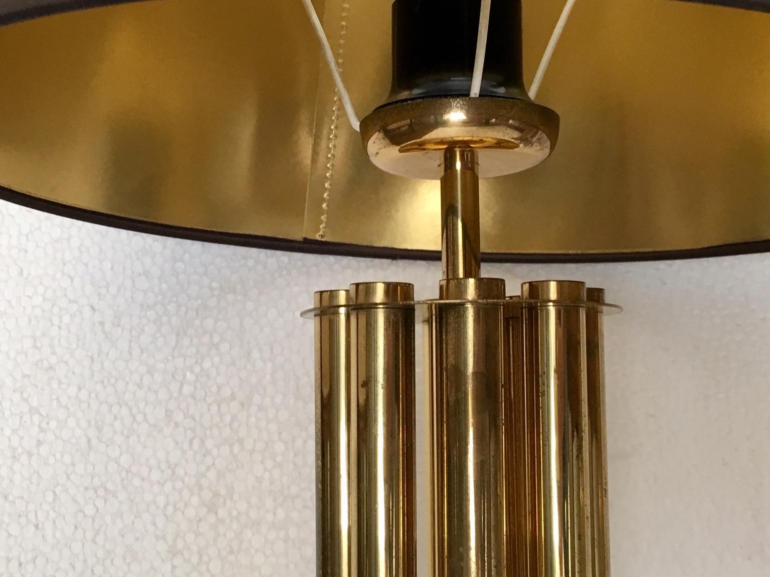 Mid-Century Modern Pair of 1970 Italian Brass Table Lamps Gaetano Sciolari Style