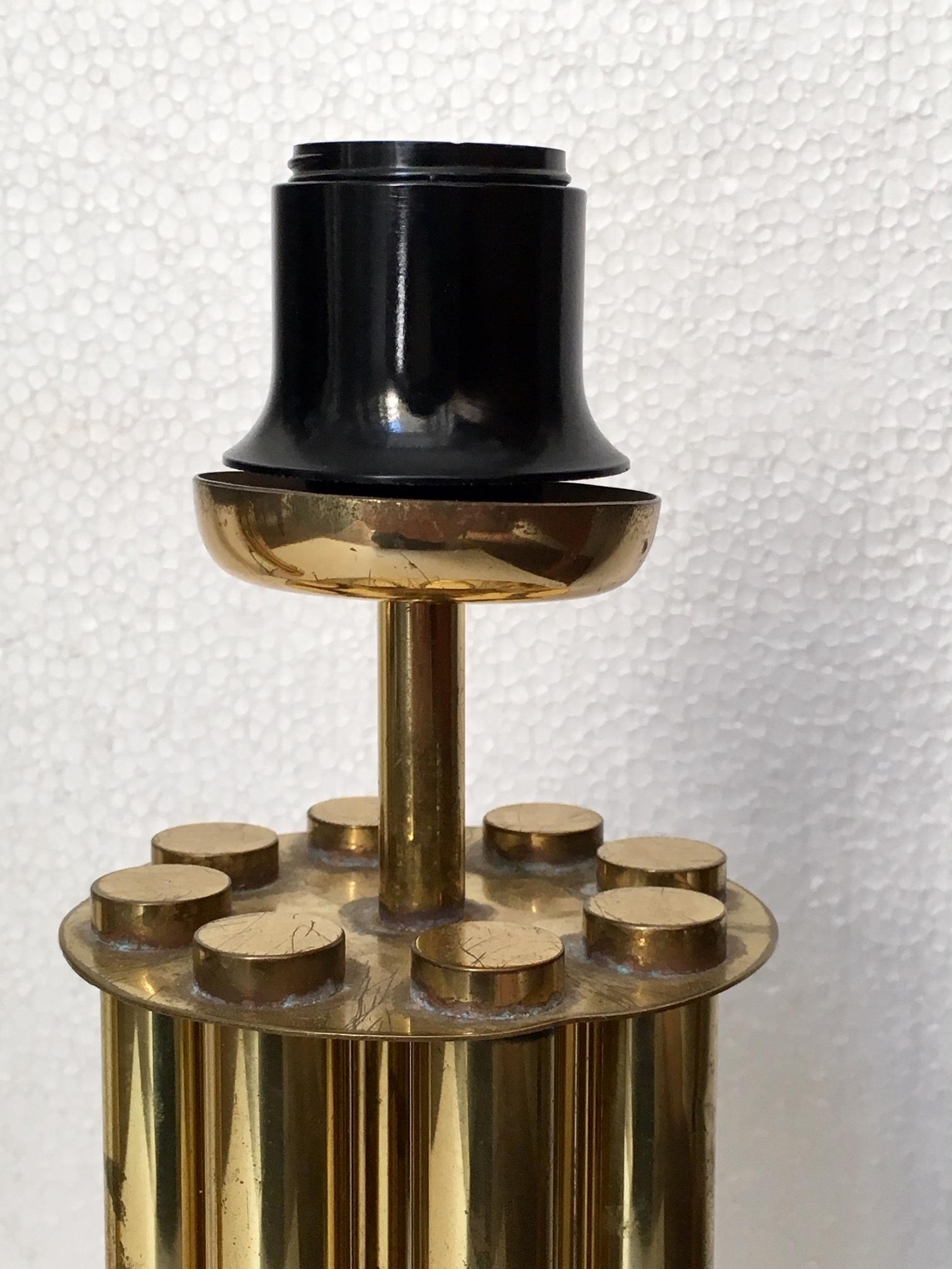 Pair of 1970 Italian Brass Table Lamps Gaetano Sciolari Style 1