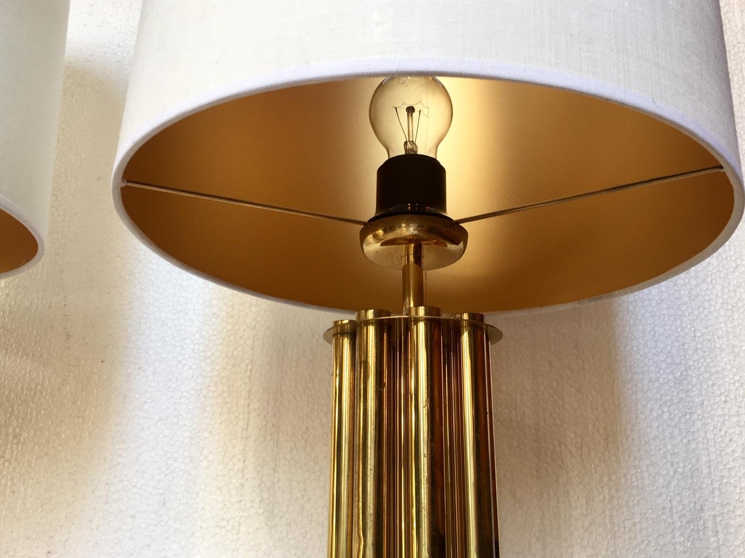 Pair of 1970 Italian Brass Table Lamps Gaetano Sciolari Style 5