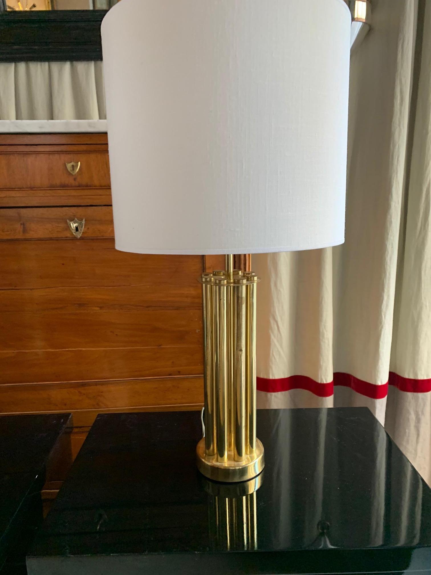Pair of 1970 Italian Brass Table Lamps Gaetano Sciolari Style 8