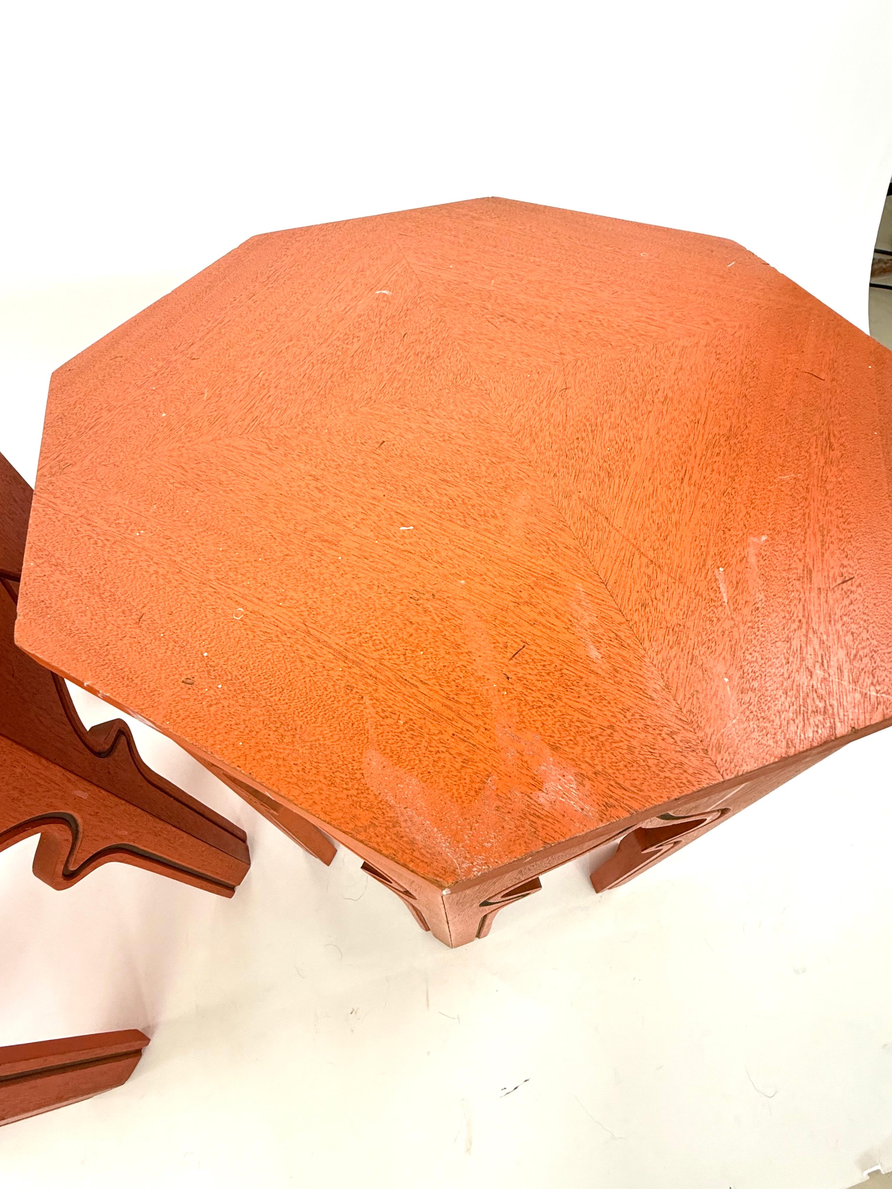 Pair of 1970 moorish style hexagonal side tables im Angebot 2