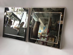 Pair of 1970s Oversized Very Chic La Barge Smoked Mirrors In Chrome Frames