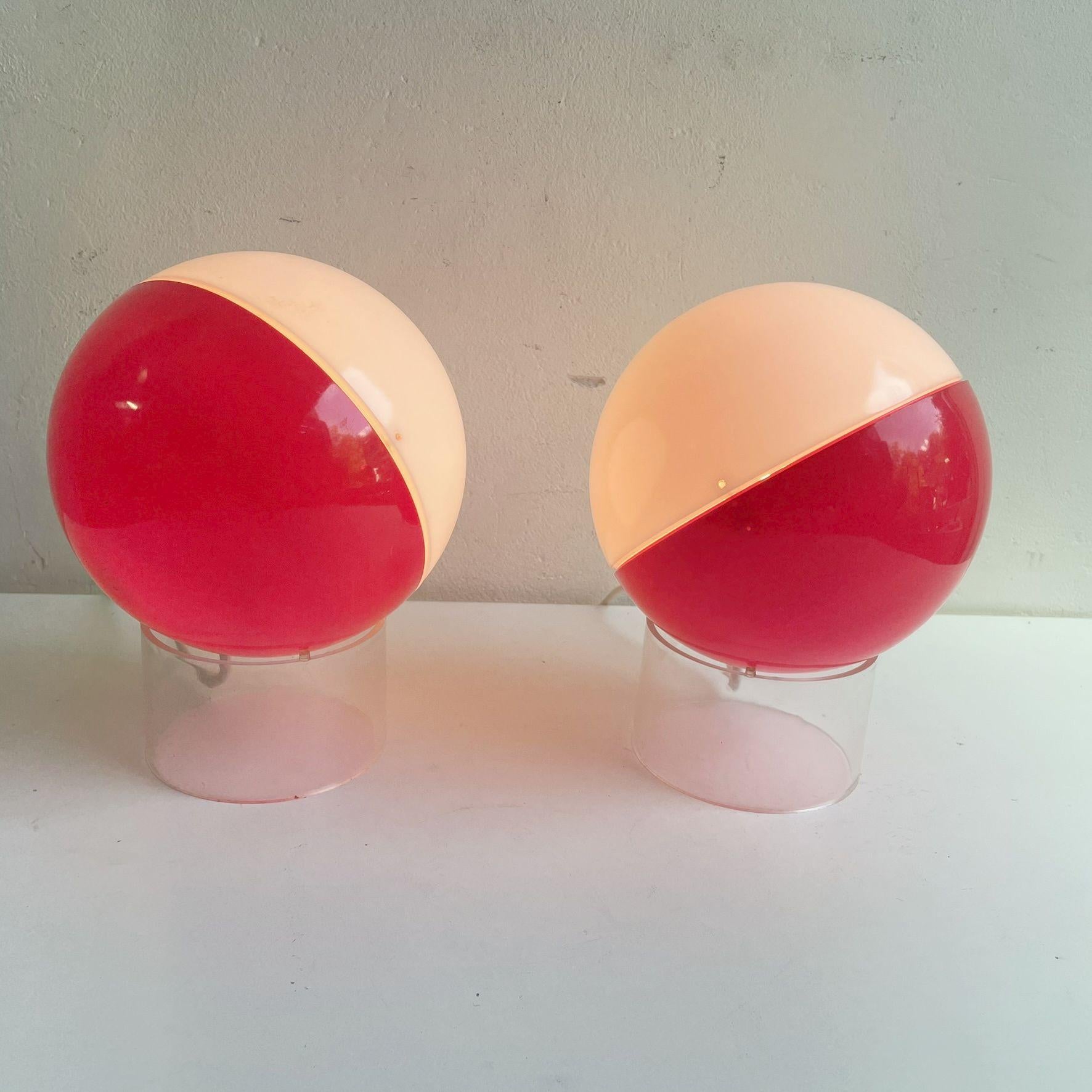German Pair of 1970ies plastic table lamps Guzzini style For Sale