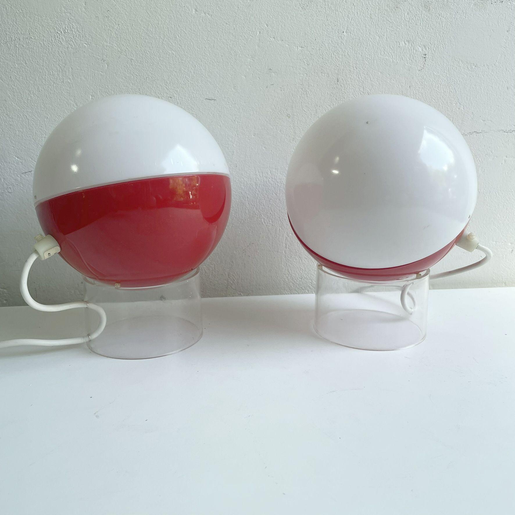 Pair of 1970ies plastic table lamps Guzzini style For Sale 1