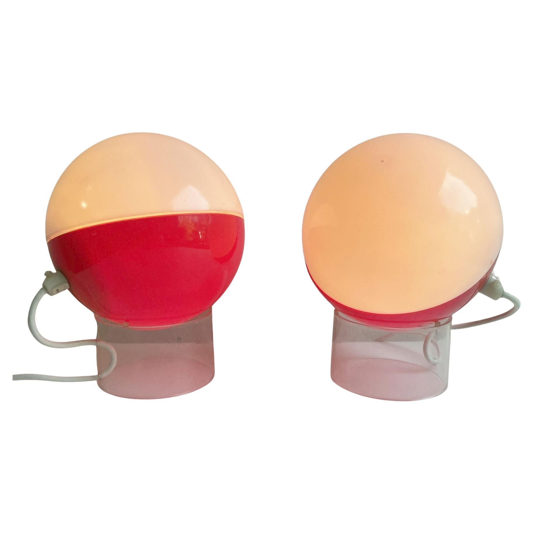 Pair of 1970ies plastic table lamps Guzzini style For Sale