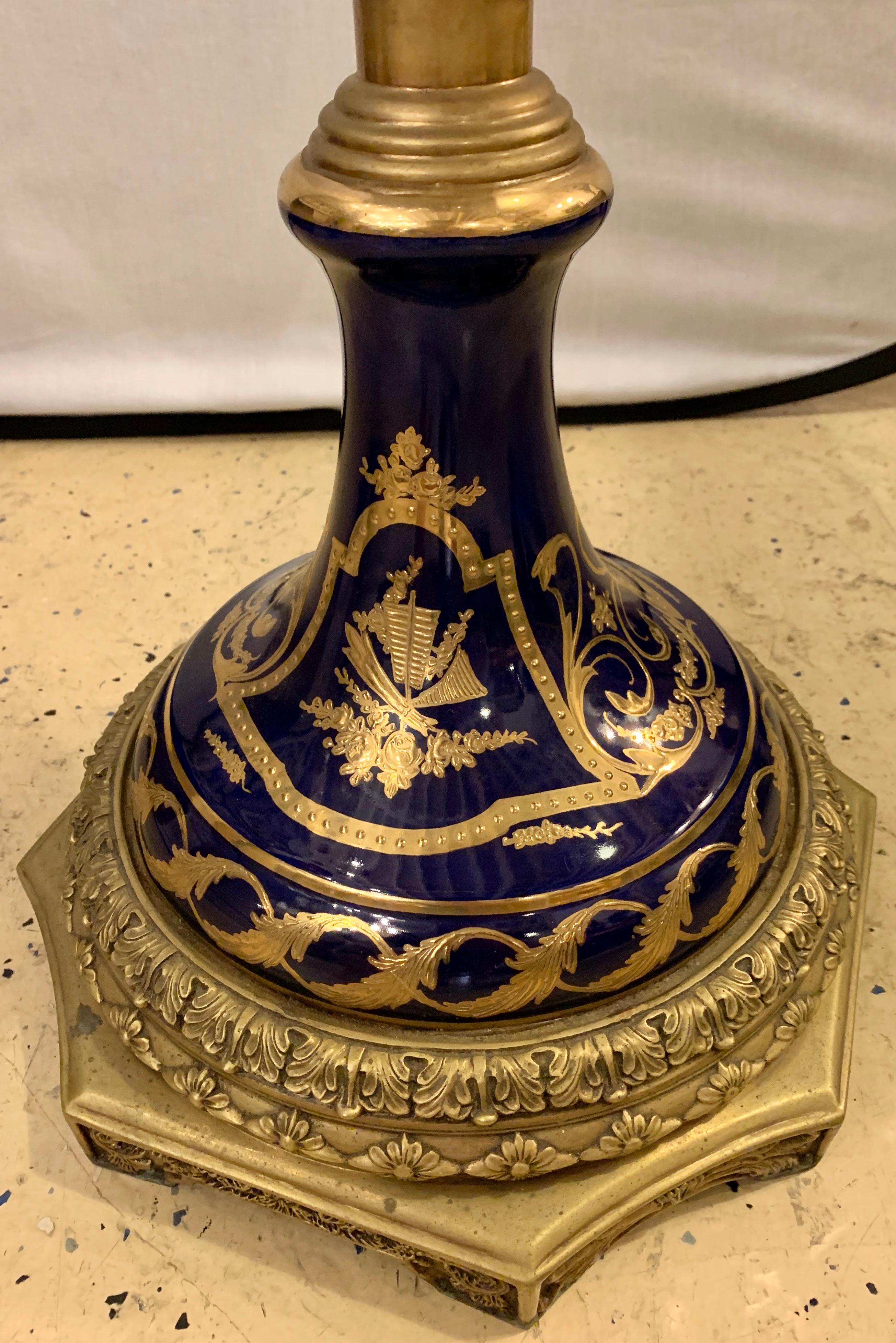 Belle Époque Pair of 1970s High Blue Sèvres Style Vases