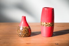 Pair of 1970s-80s Terracotta Vases with Inlaid Mosaic