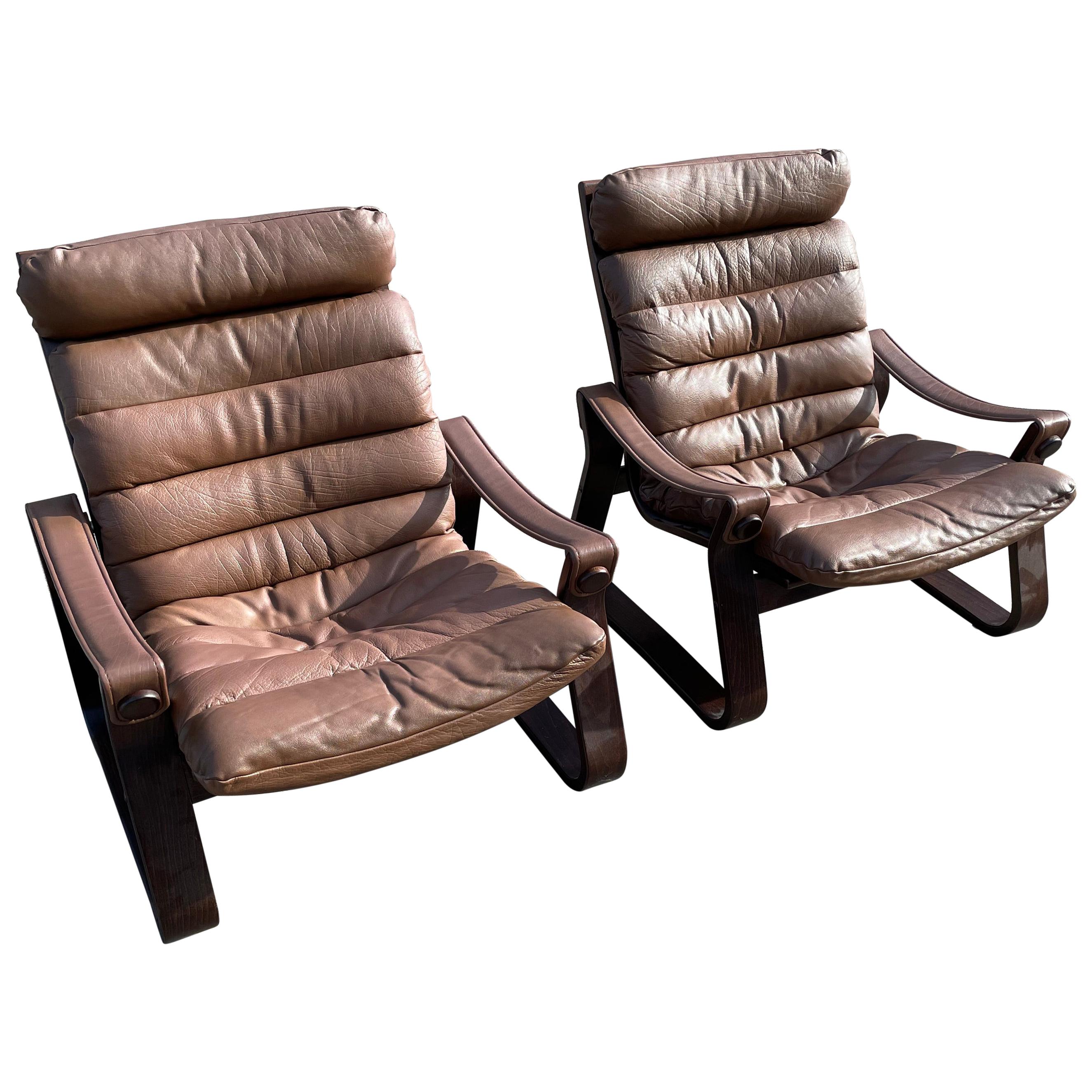 Pair of 1970s Adjustable Vintage Lounge Chairs