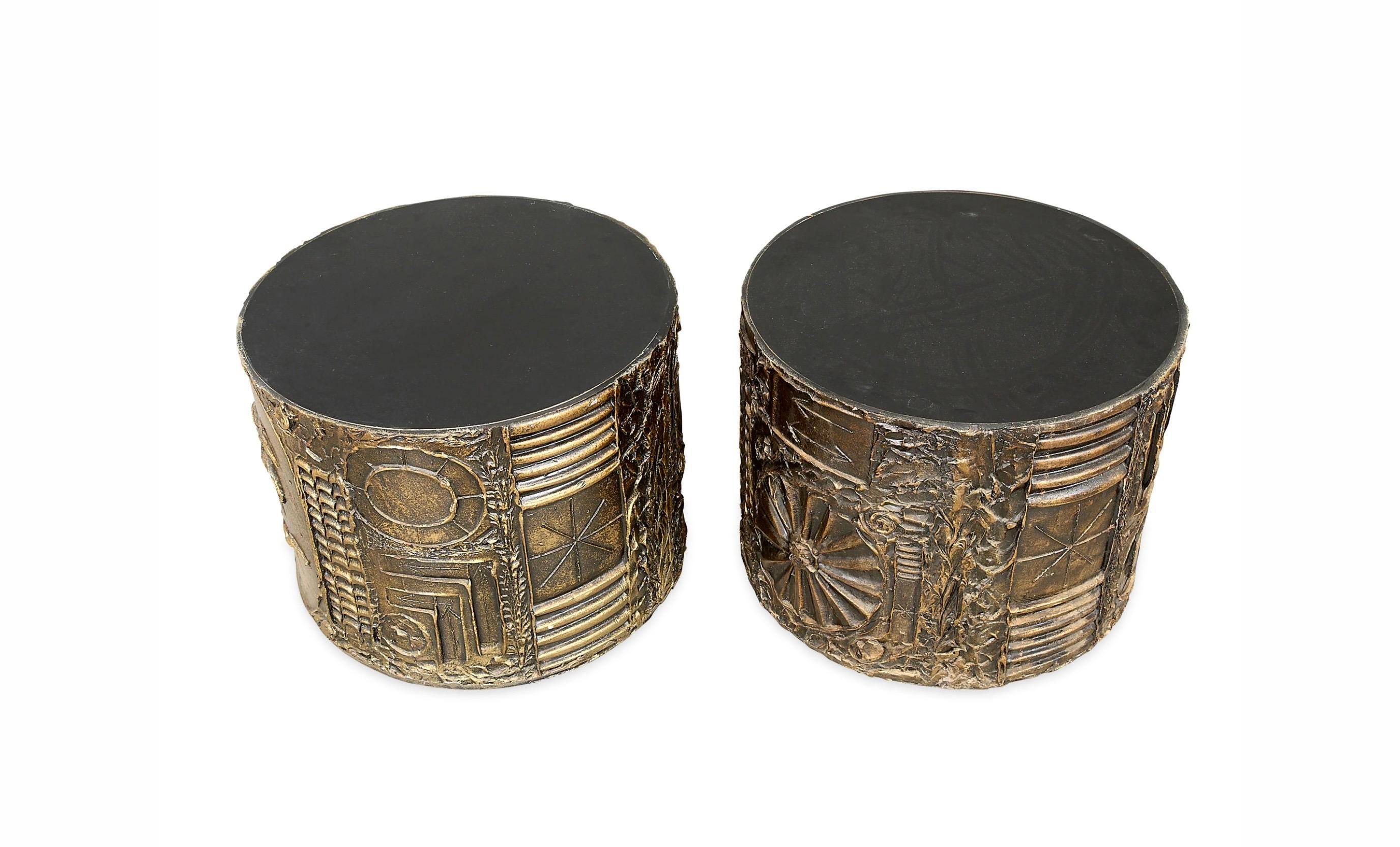 Brutalismo Coppia di tavoli da batteria brutalisti di Adrian Pearsall degli anni '70 in vendita