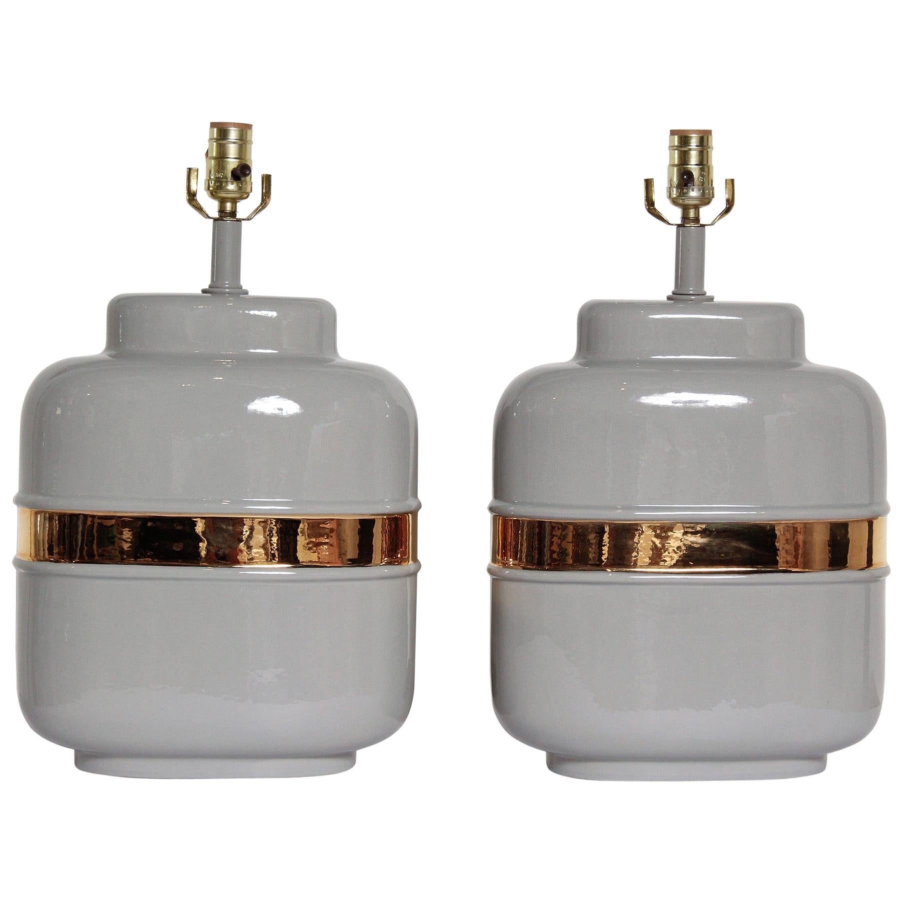 Pair of 1970s American Modernist Lamps in the Manner of Jaru 