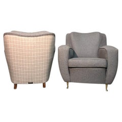 Pair of 1970s Armchairs Upholstered in Grey Wool from Lanificio di Pray