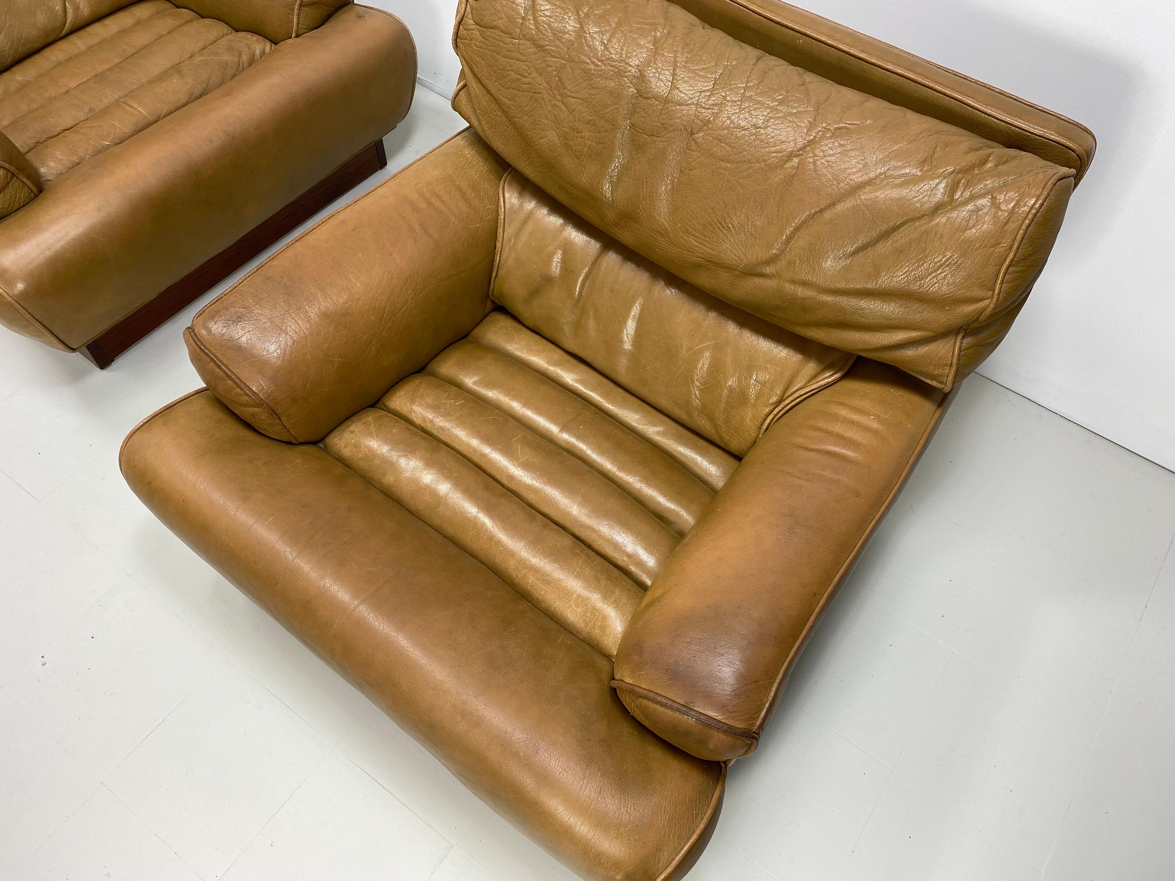 Pair of 1970s Arne Norell Leather Lounge Chairs In Good Condition For Sale In Turners Falls, MA