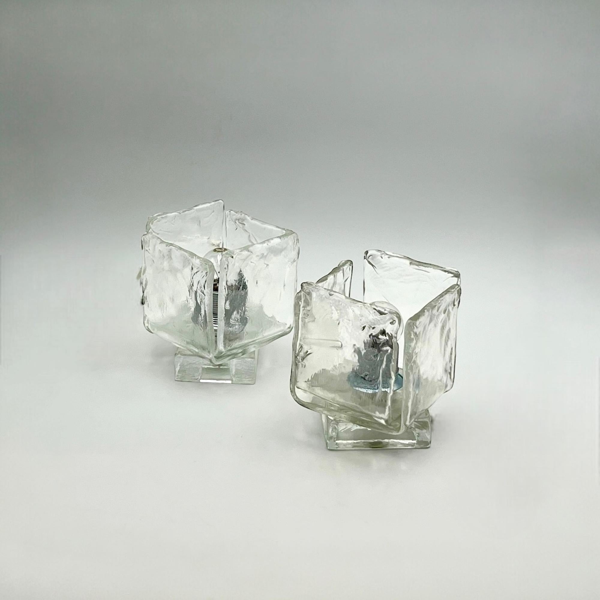 Late 20th Century Pair of 1970s Artisanal Murano Glass Lamps by Vetrerie Toso