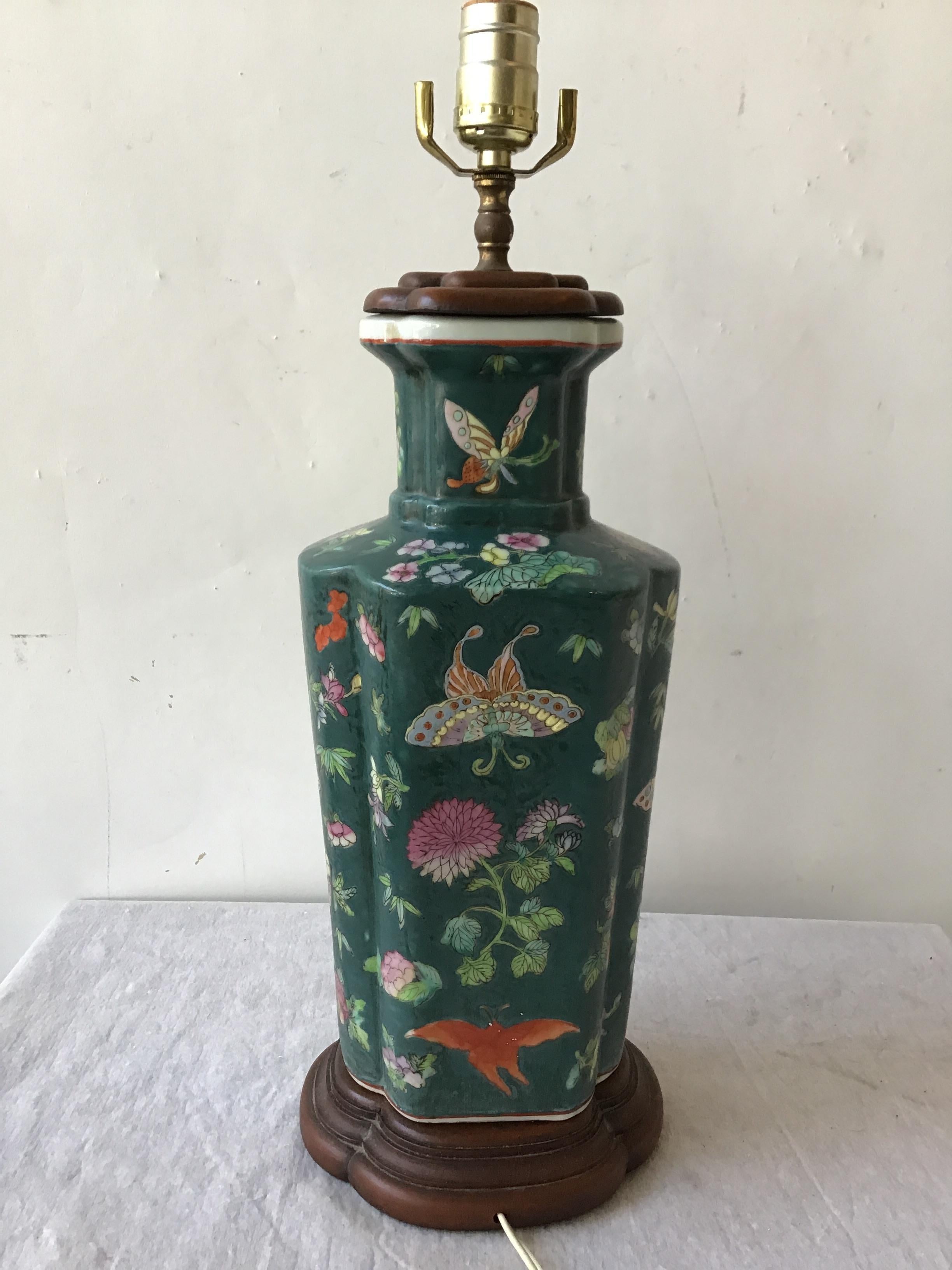 Pair of 1970s Asian Green Ceramic Ginger Jar Lamps 2