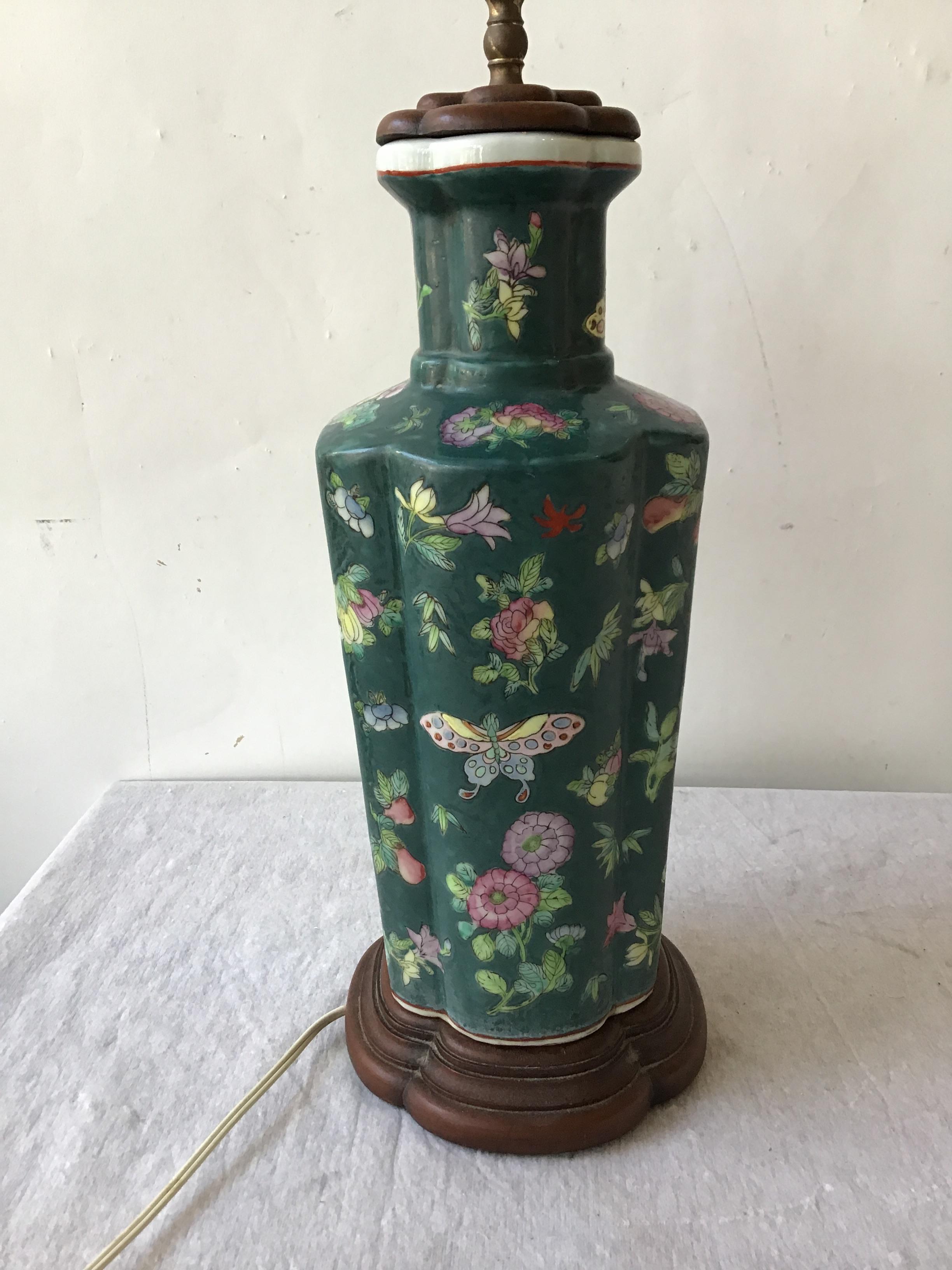 Pair of 1970s Asian Green Ceramic Ginger Jar Lamps 3