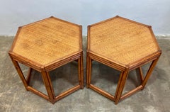 Pair of 1970's Bamboo and Rattan Occasional Tables