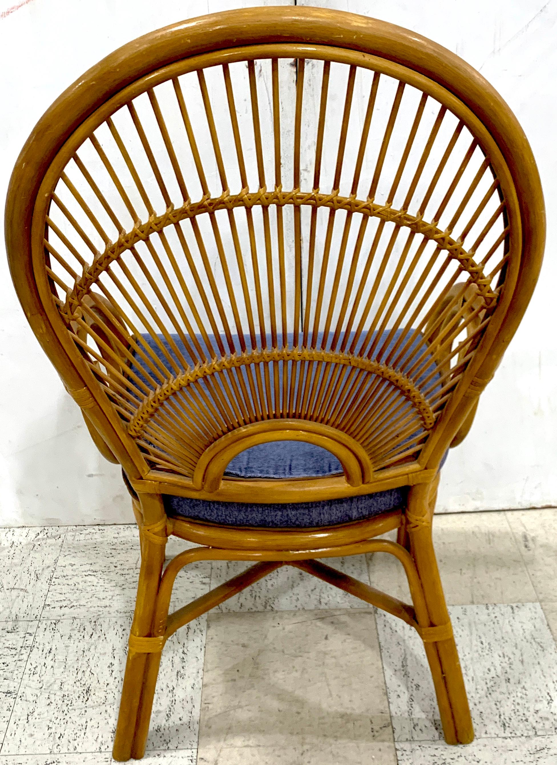 Pair of 1970s Bamboo and Rattan 'Sunrise' Armchairs For Sale 2