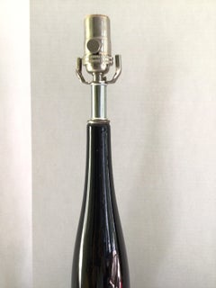 Pair of 1970s Black and Chrome Genie Bottle Lamps