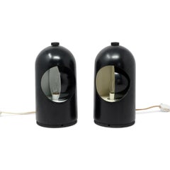 Pair of 1970s Black Interplay 1 Table Lamps by Lightolier
