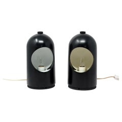 Pair of 1970s Black Interplay 1 Table Lamps by Lightolier