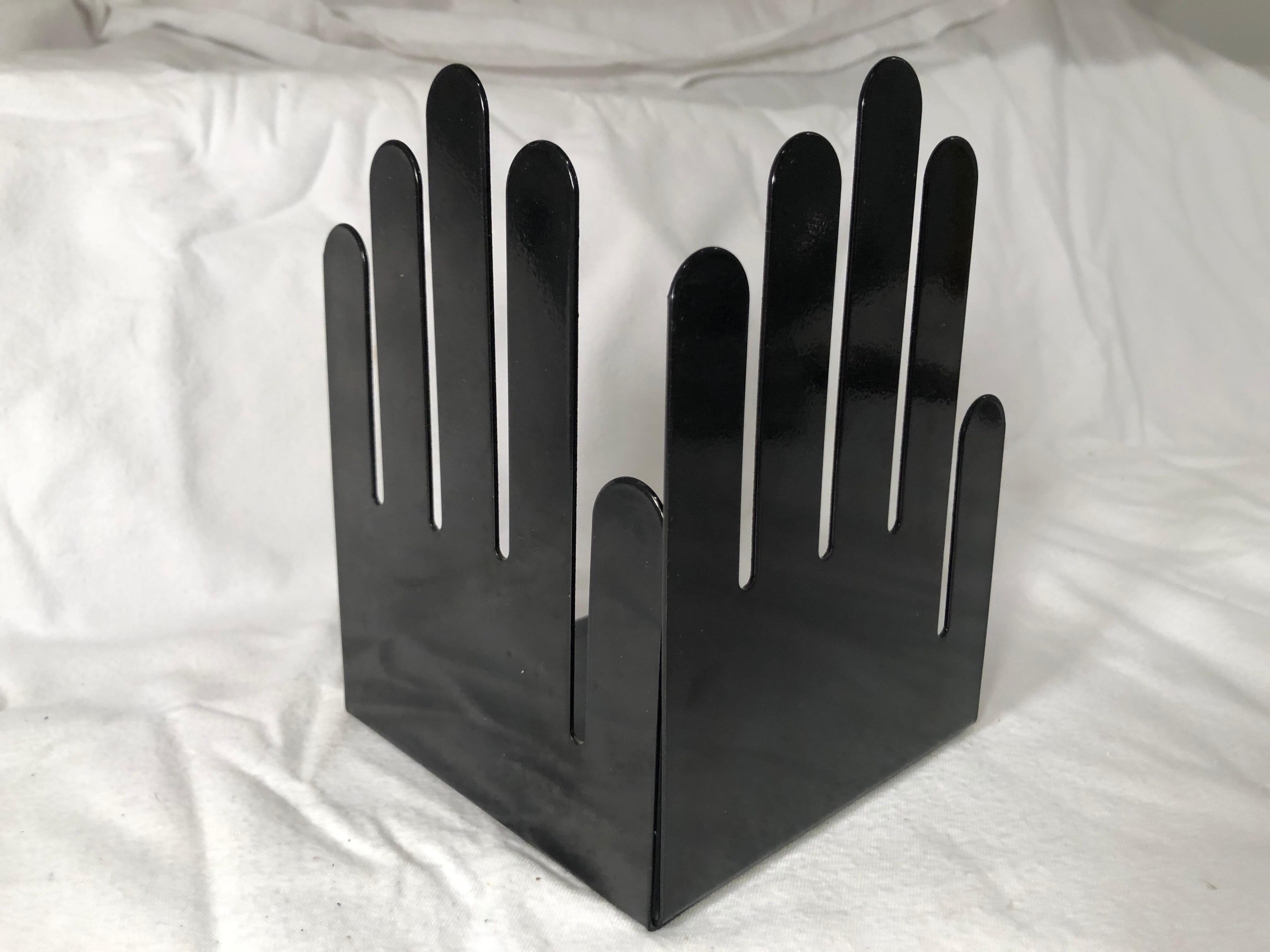 Pair of 1970s Black Metal Hand Bookends 11