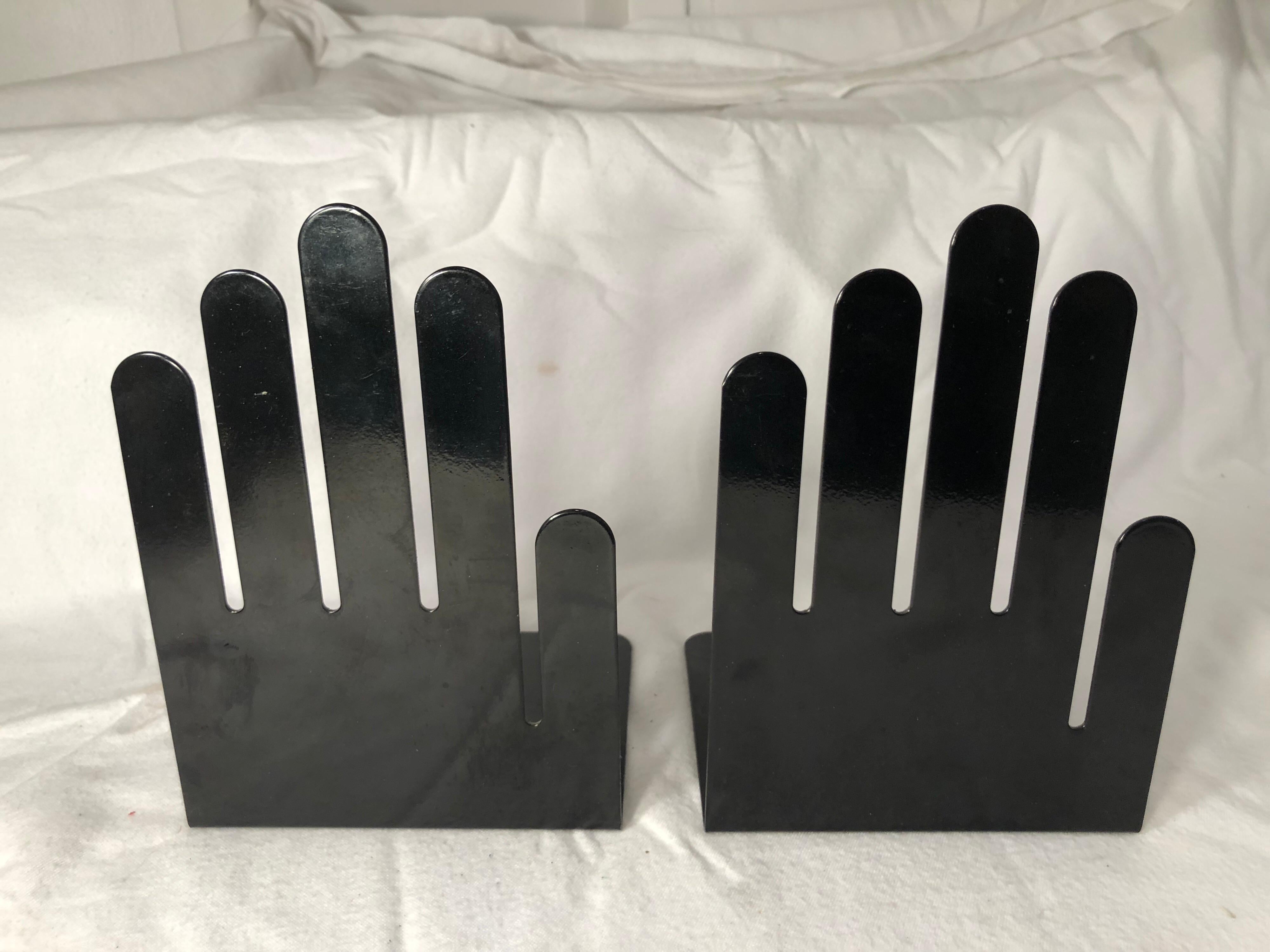 Mid-Century Modern Pair of 1970s Black Metal Hand Bookends