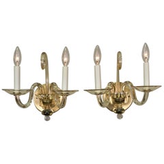 Retro Pair of 1970s Blown Glass Wall Sconces