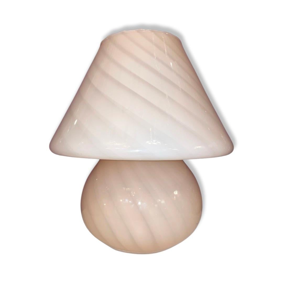 Pair of 1970's Blush Murano Glass 'Mushroom' Lamps In Excellent Condition In London, GB
