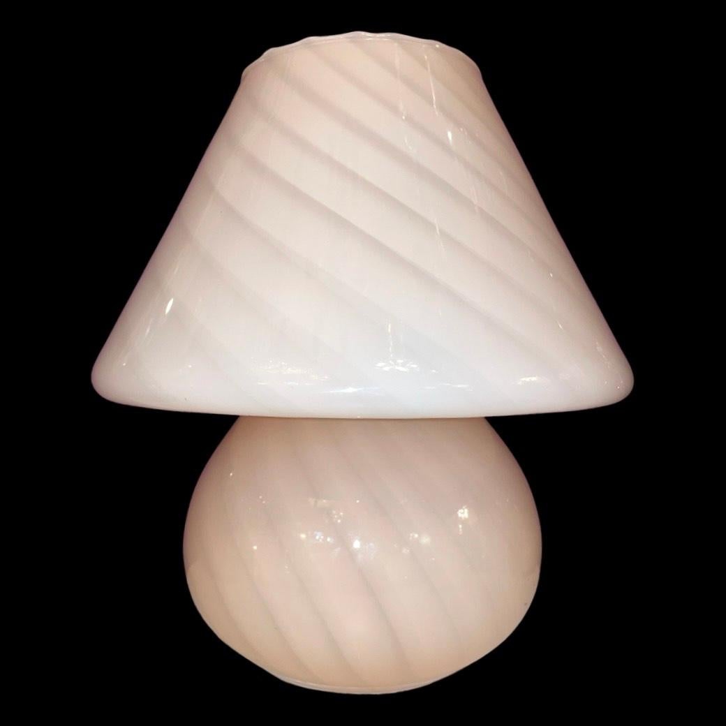 Pair of 1970's Blush Murano Glass 'Mushroom' Lamps 1