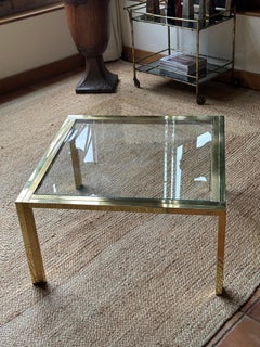 Pair of 1970s brass and chrome side tables with smokey glass