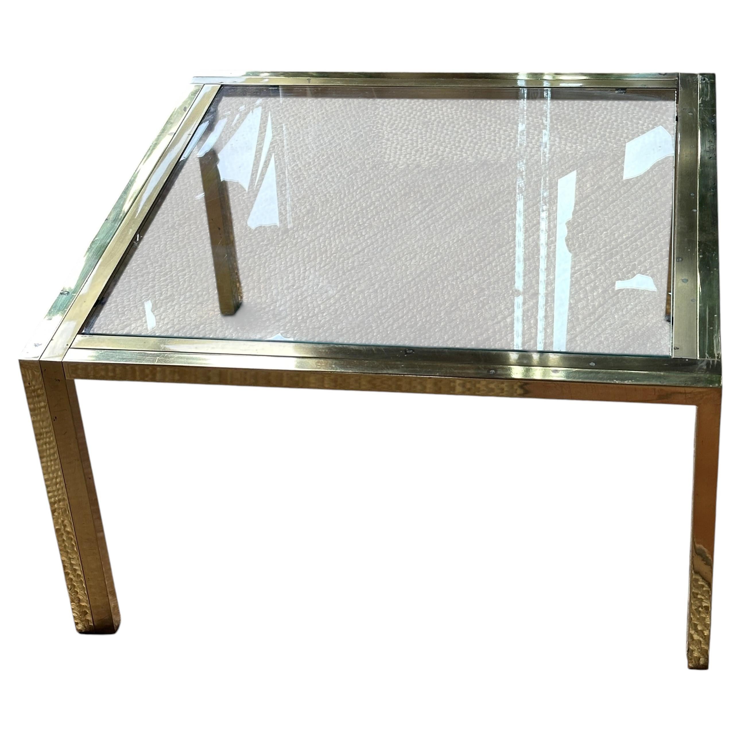 Pair of 1970s brass and chrome side tables with smokey glass