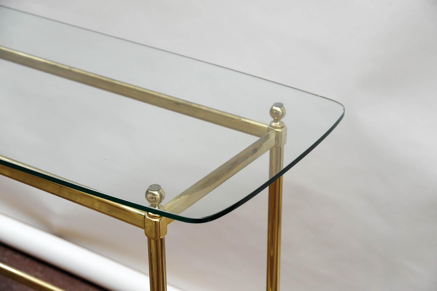 Pair of 1970s Brass and Glass Consoles In Good Condition In Bois-Colombes, FR