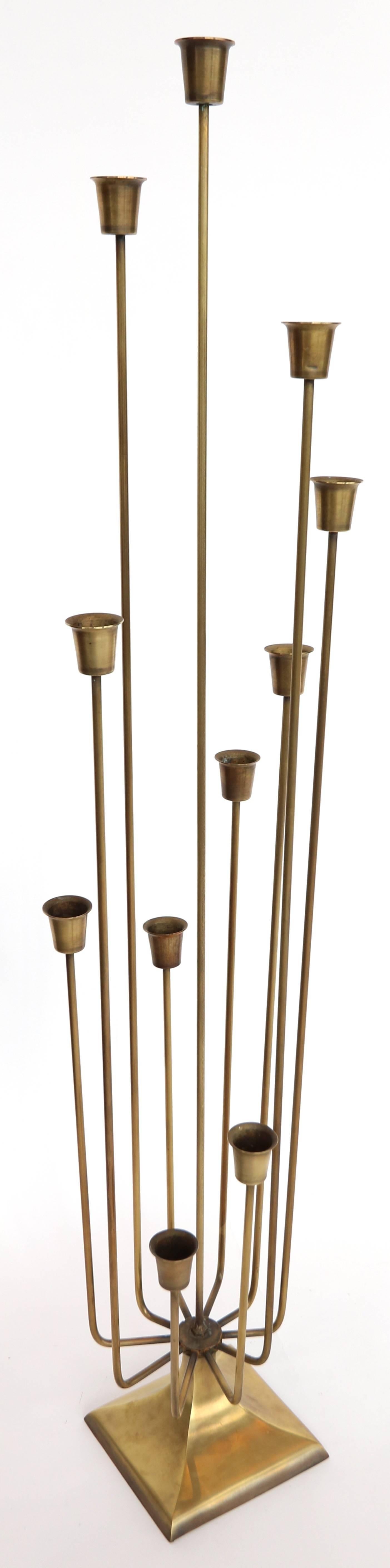 Pair of 1970s brass candleholders with 11 cups.