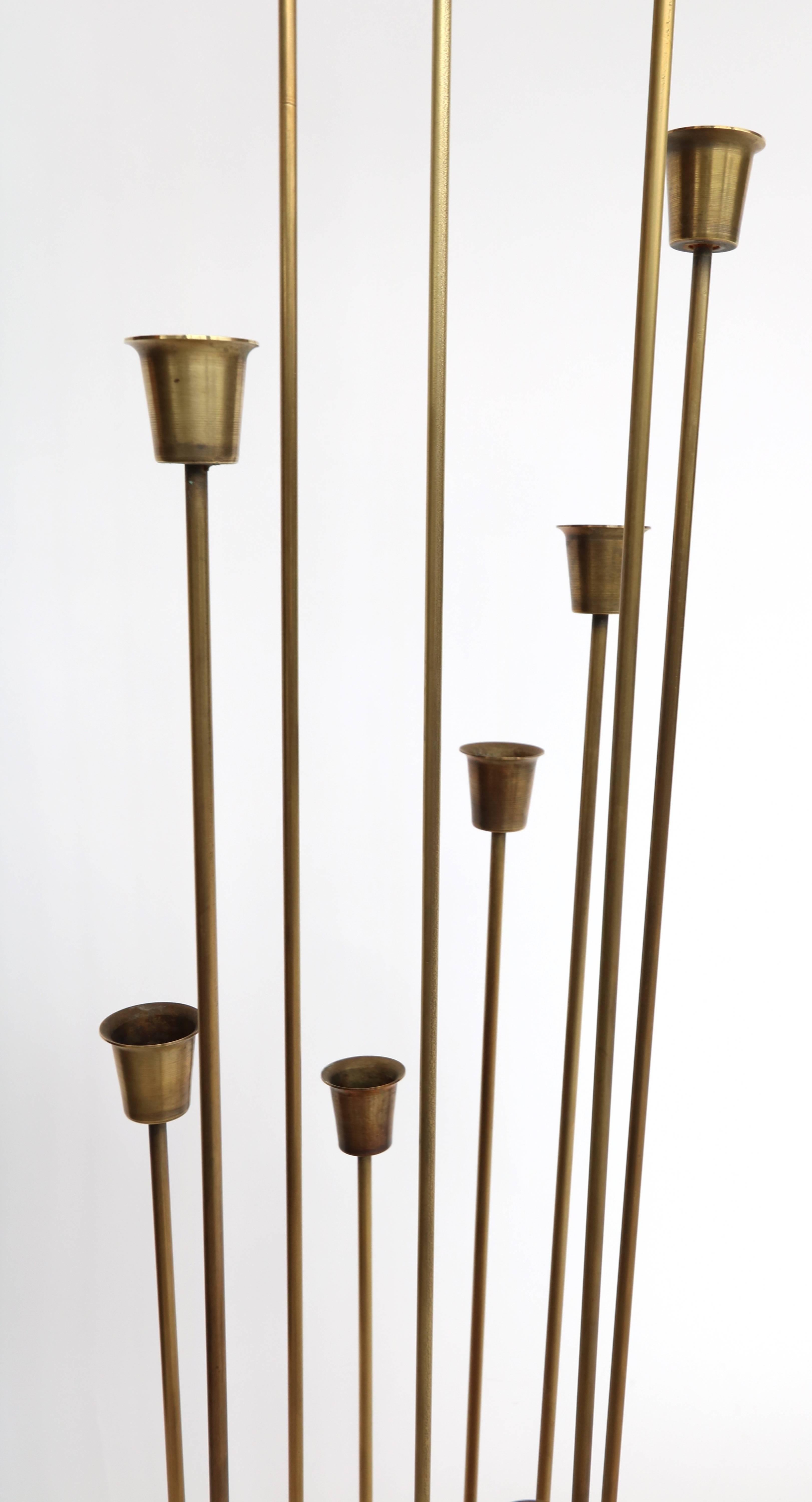 Pair of 1970s Brass Candleholders with 11 Cups In Good Condition In Los Angeles, CA