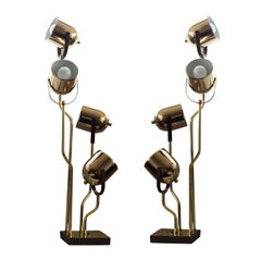 pair of 1970's brass Clover table lamps after Rigianni