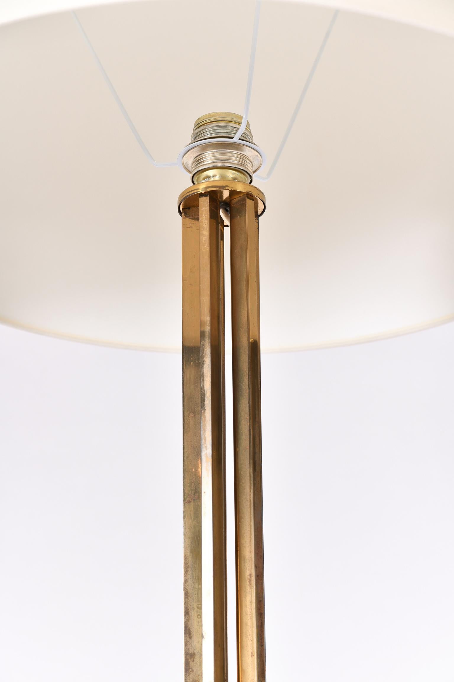 French Pair of 1970s Brass Floor Lamps