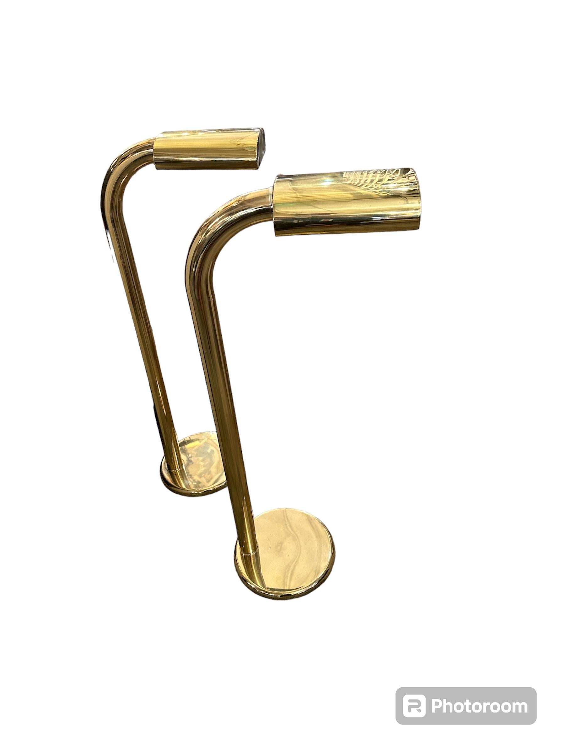 Mid-Century Modern Pair of 1970s Brass Floor Lamps Manner of Jim Bindman for Rainbow Lighting Co.