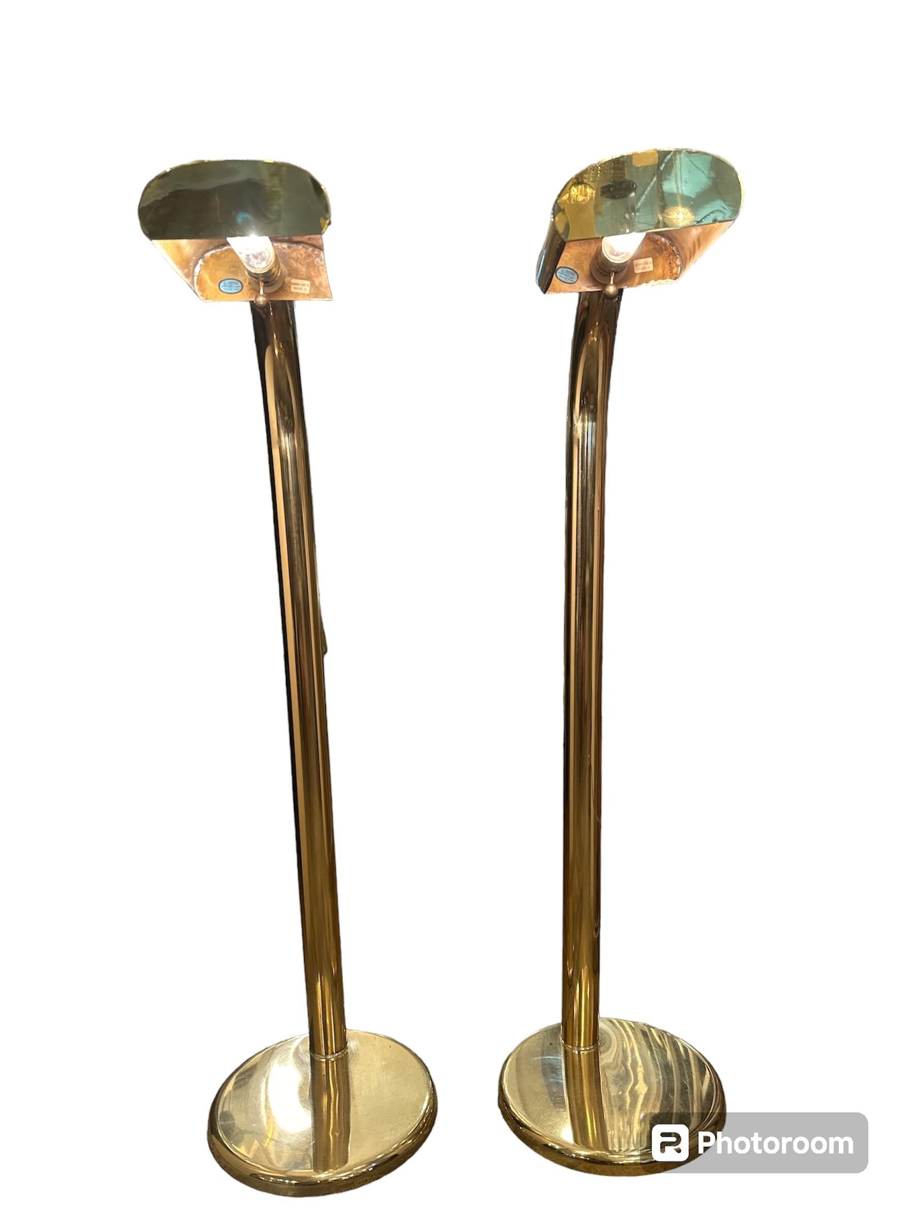 Cast Pair of 1970s Brass Floor Lamps Manner of Jim Bindman for Rainbow Lighting Co.