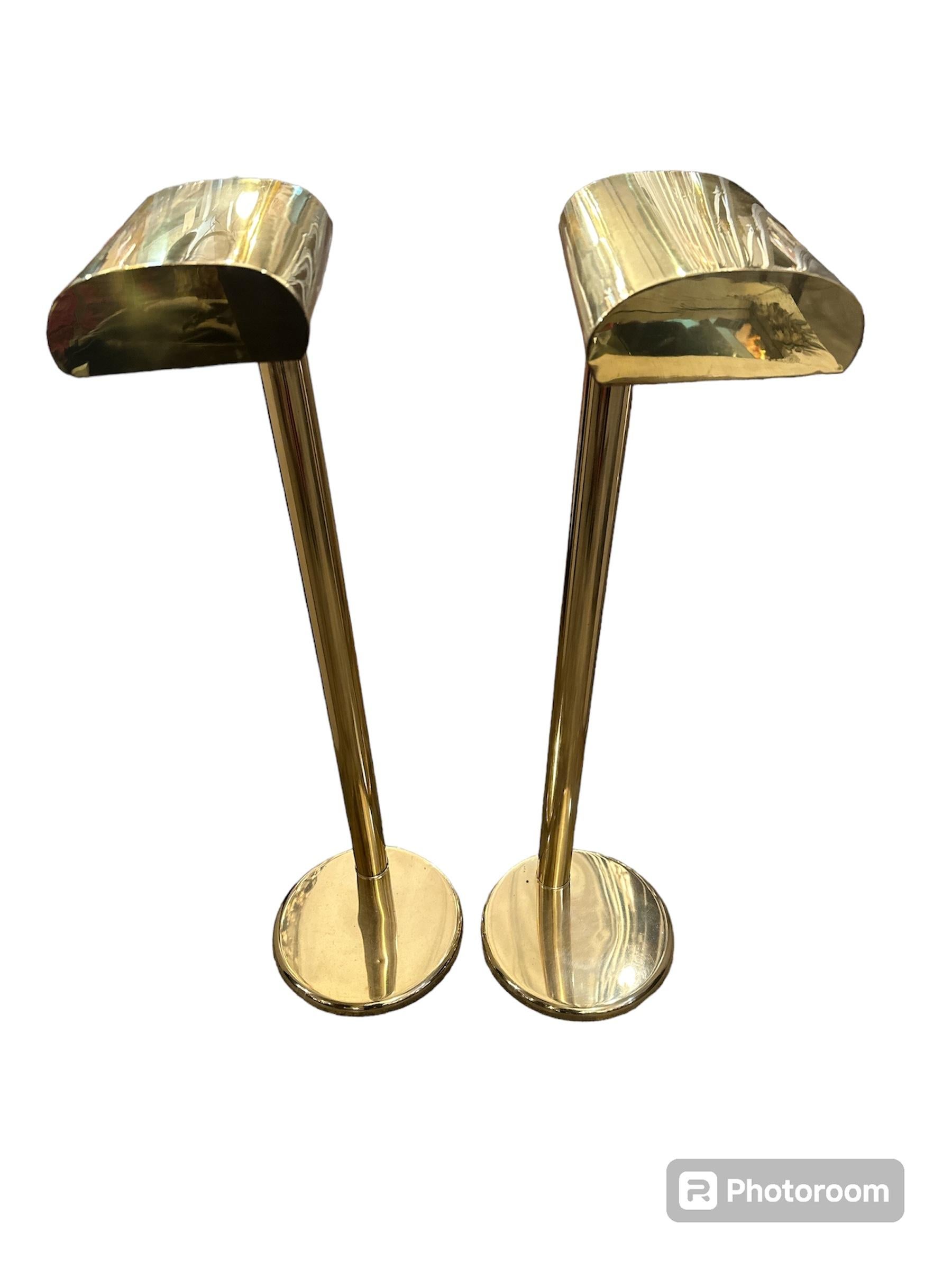 Pair of 1970s Brass Floor Lamps Manner of Jim Bindman for Rainbow Lighting Co. In Excellent Condition In Pasadena, CA