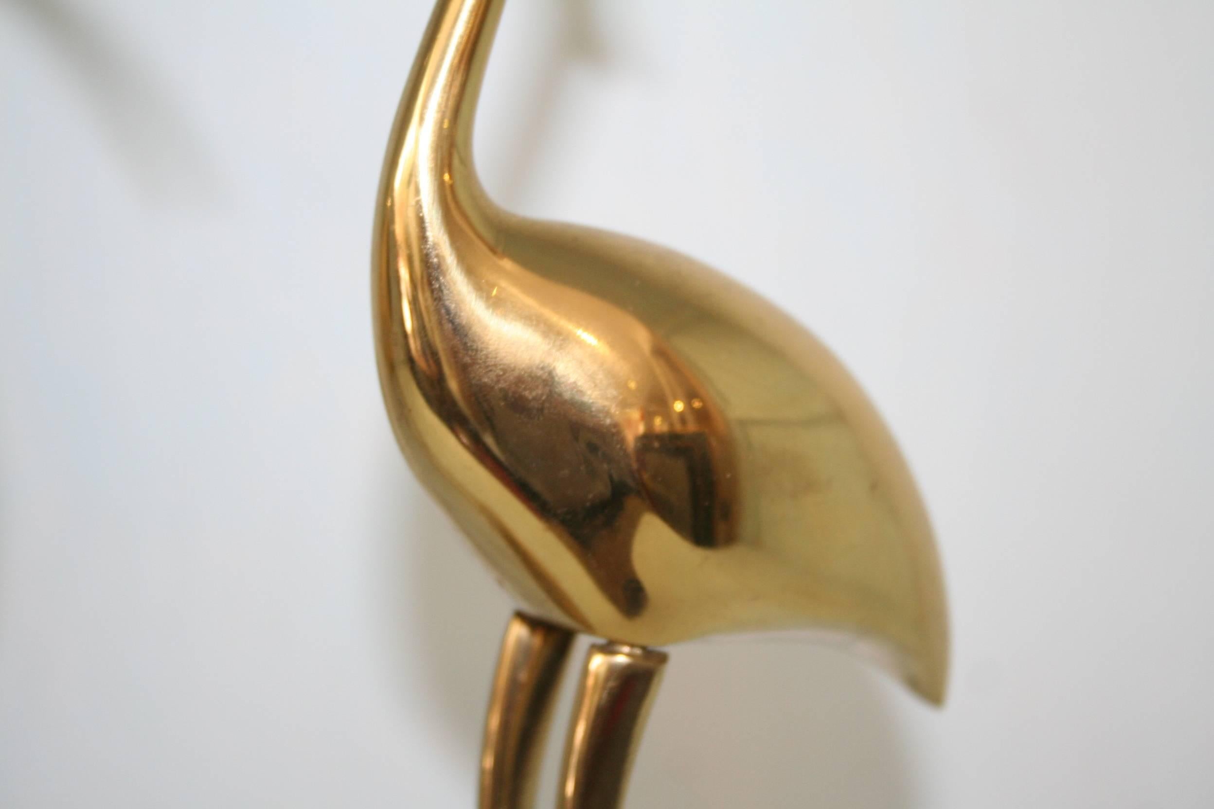 Pair of 1970s Brass Herons In Excellent Condition In Madrid, ES