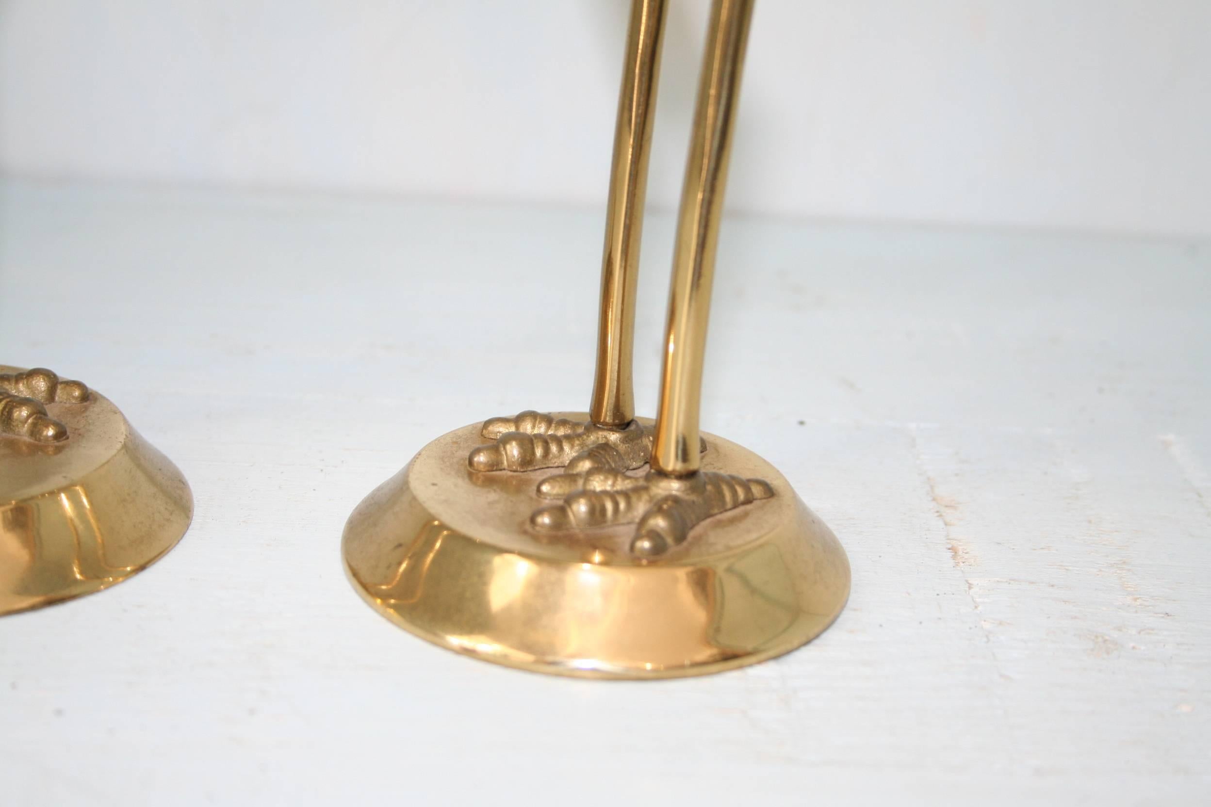 Late 20th Century Pair of 1970s Brass Herons