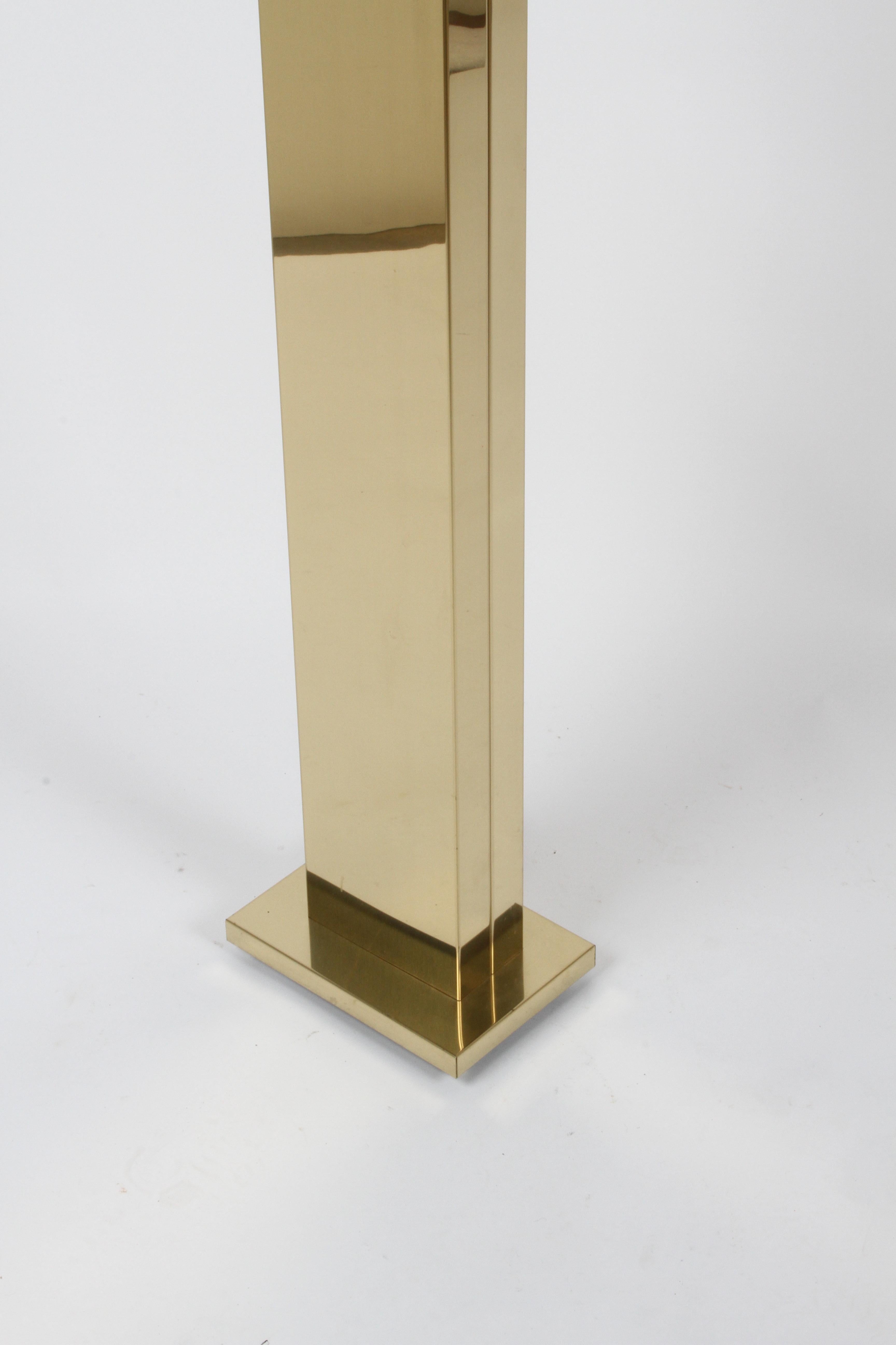 Mid-Century Modern Pair of 1970s Brass Monolith Skyscraper Torchiere Floor Lamps by Casella