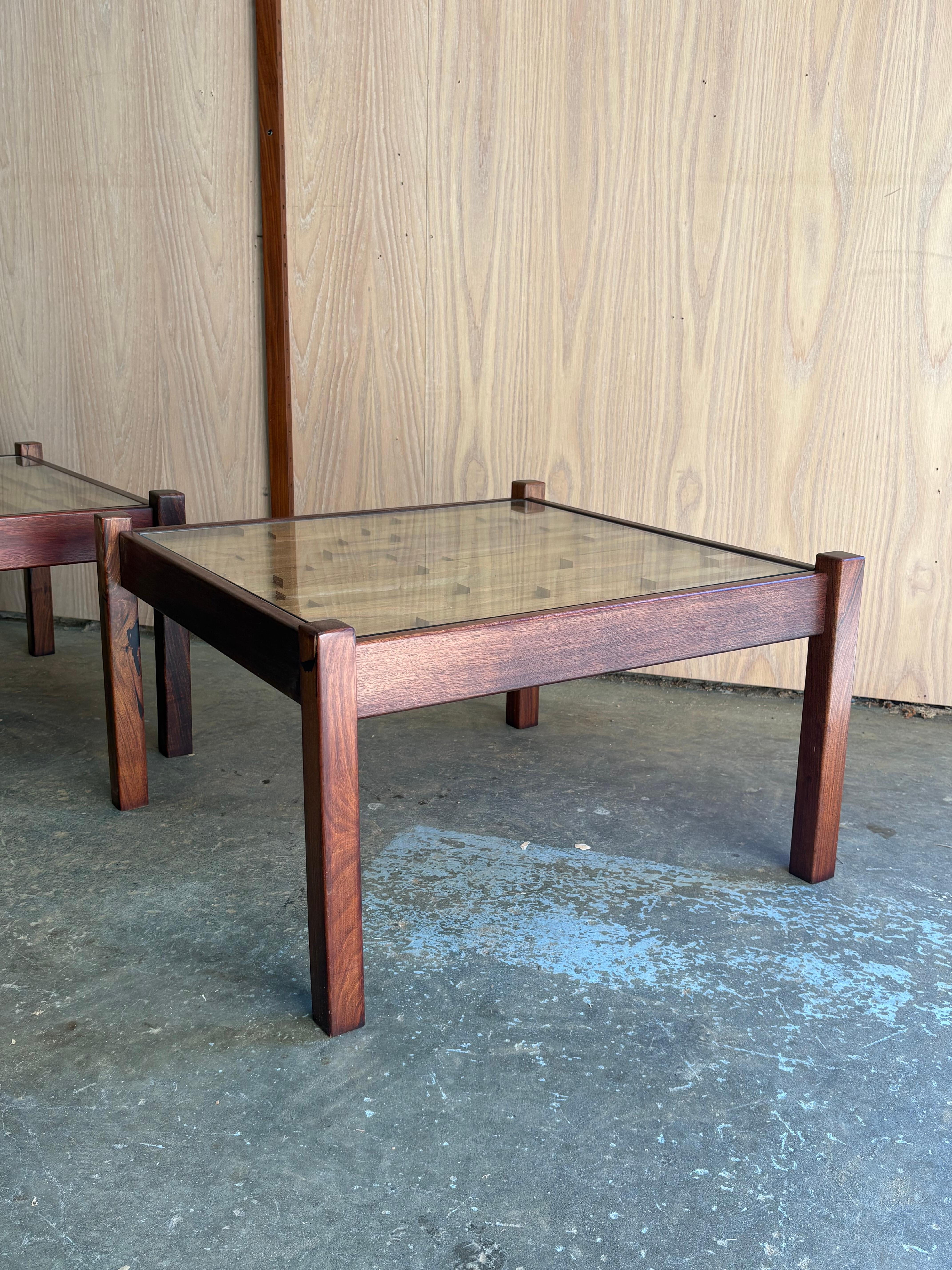 Mid-Century Modern Pair of 1970s Brazilian Hardwood Side  End Tables by Percival Lafer For Sale
