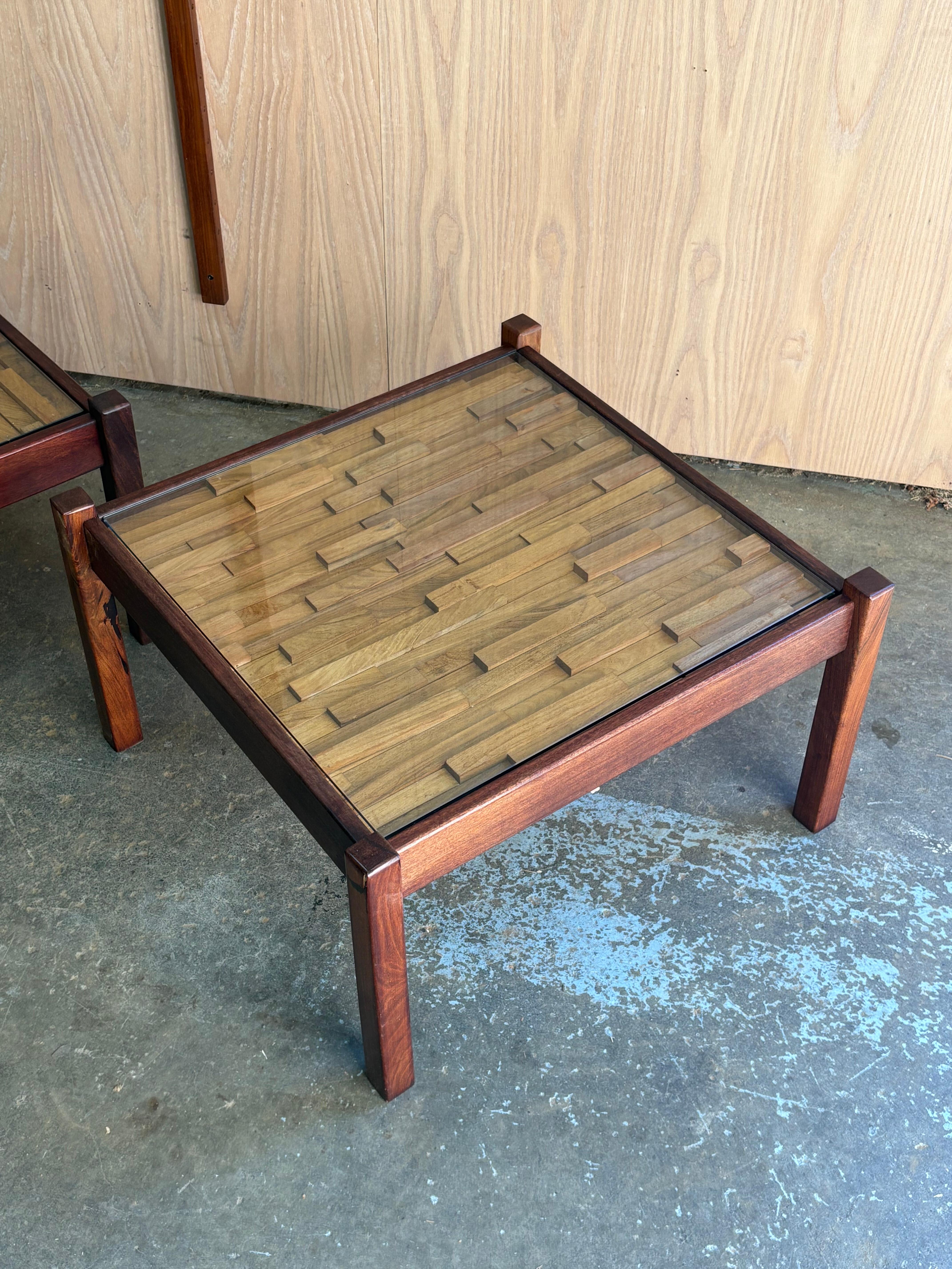 Pair of 1970s Brazilian Hardwood Side  End Tables by Percival Lafer In Excellent Condition For Sale In Victoria, BC