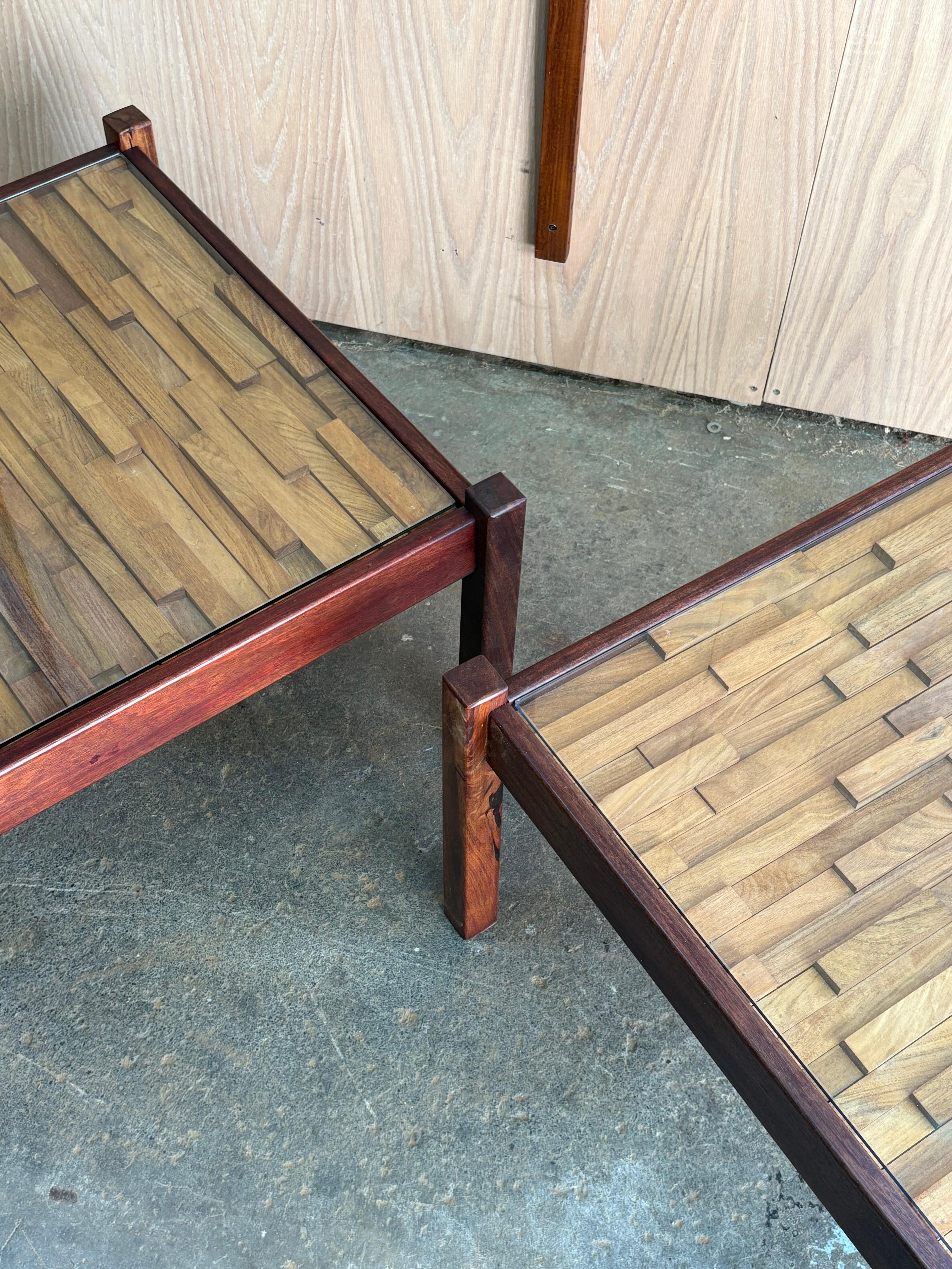 Late 20th Century Pair of 1970s Brazilian Hardwood Side  End Tables by Percival Lafer For Sale